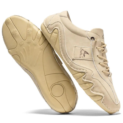 Spring Handmade Leather Casual Men Shoes Design Fashion Sneakers Man Loafers Breathable Soft Flat Shoes Driving Shoes