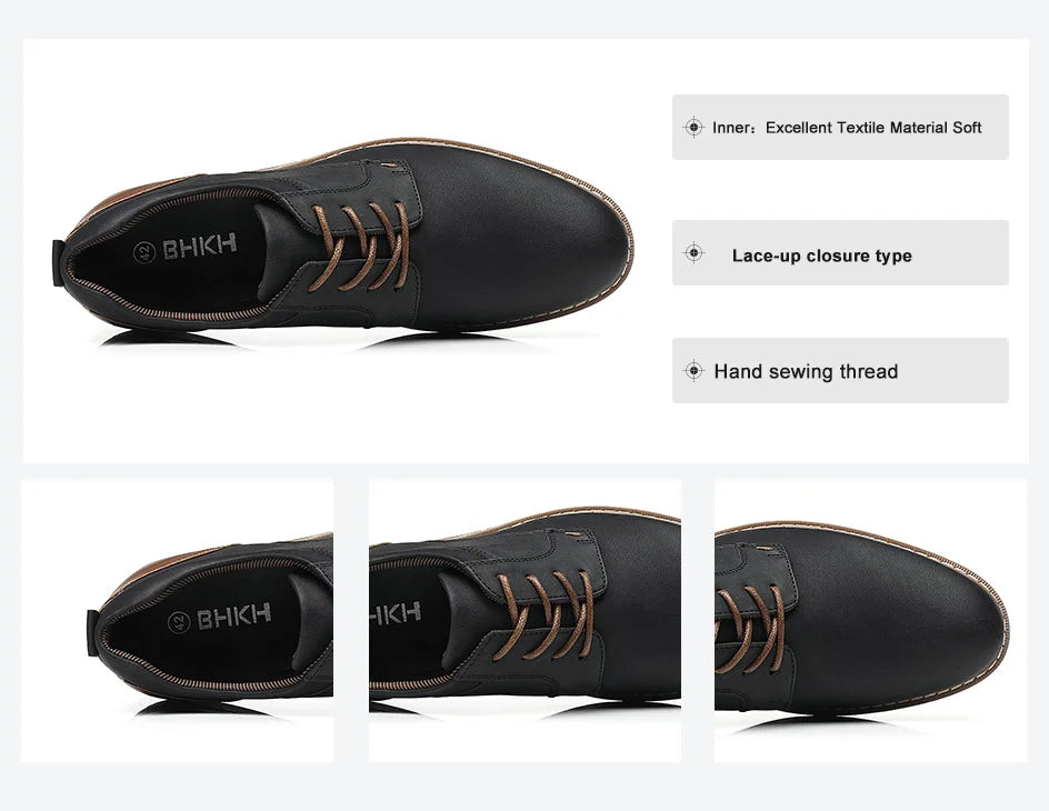 Shoes For Men Spring/Summer Pu Leather Breathable Casual Shoes Lace up Office Style Business Men's Sneaker