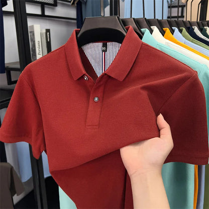 100% cotton short sleeve polo shirt comfortable lightweight high-end brand fashionable simple summer men's casual lapel T-shirt