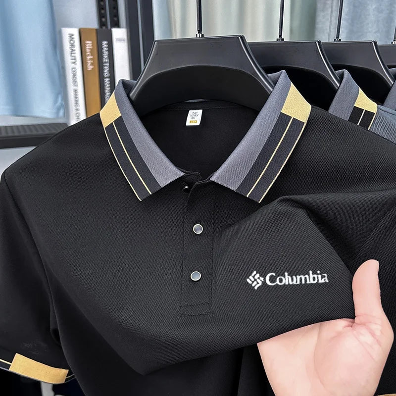Original Design Men's Lapel Short Sleeve Polo Shirt Summer New Letter Print T-Shirt Casual Fashion Business Trend Men's Clothing