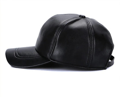 New 2026 Street Hip Hop Hat Leather Hat Fashion Adult Leather Hat Men's Warm Leather Baseball Cap Male Men Outdoor Windproof Hat