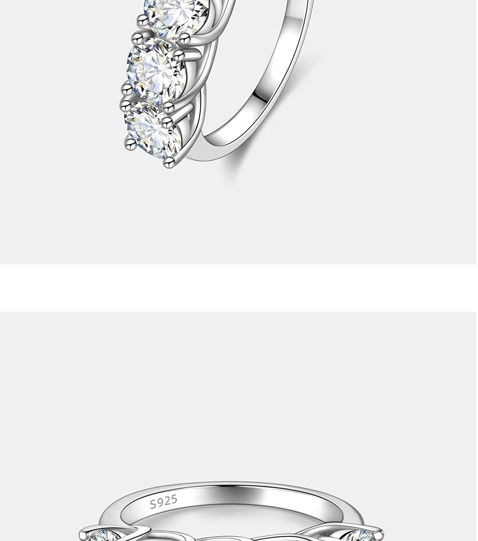 2.5/5CT Moissanite Ring For Women S925 Pure Silver Five Gemstone Ring Luxury Wedding High-end Jewelry