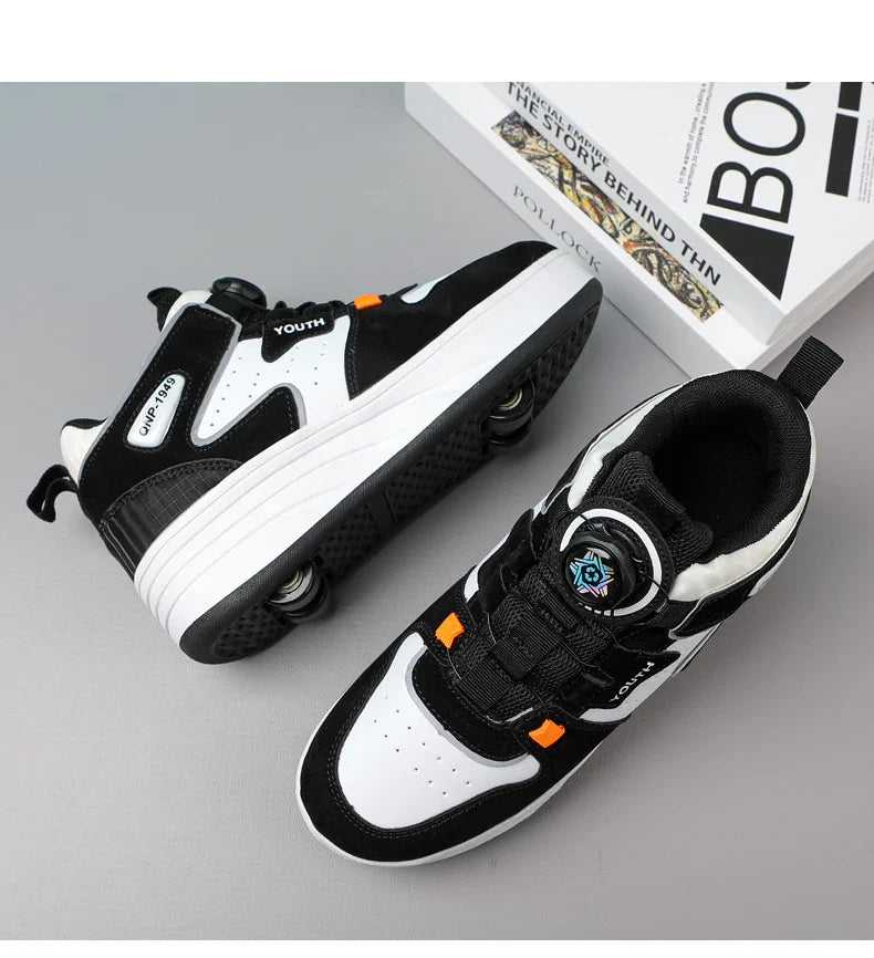 Students children's shoes four wheel light shoes Boys invisible roller shoes large size outdoor sports walking shoes women