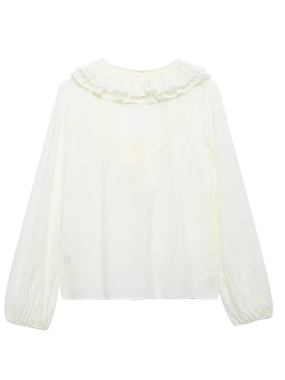 Women Fashion Long Sleeve V Neck Tierred Ruffles Loose Blouse Female Solid Color Casual Shirts Blusas Chic Tops LS6317