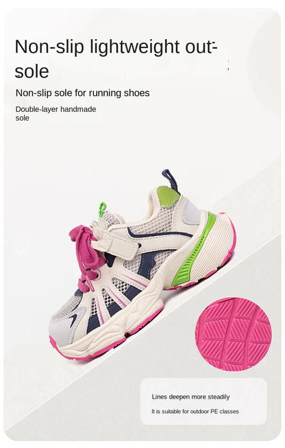 Spring and Autumn Children Sports Shoes Unisex Kids Sneakers Mesh Upper Breathable Basketball Shoes Tennis Casual Flats Footwear