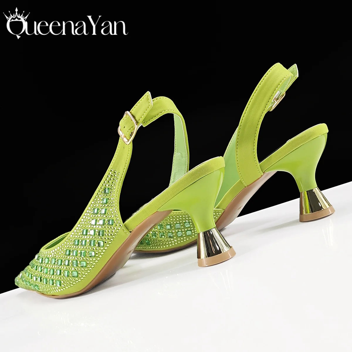 Italian Design Rhinestone Luxury Navy Blue Pointed Toe Shoe & Bag Set Women High Heels for Parties High Quality