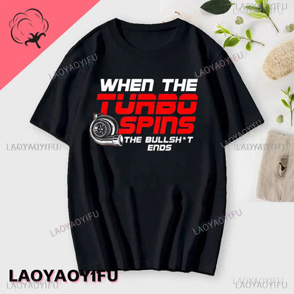 New Boost Turbo Engine Printing T-Shirt Car Parts Funny Mechanic Cotton Teemen 2024 Summer Fashion Top Personality Mans Clothing