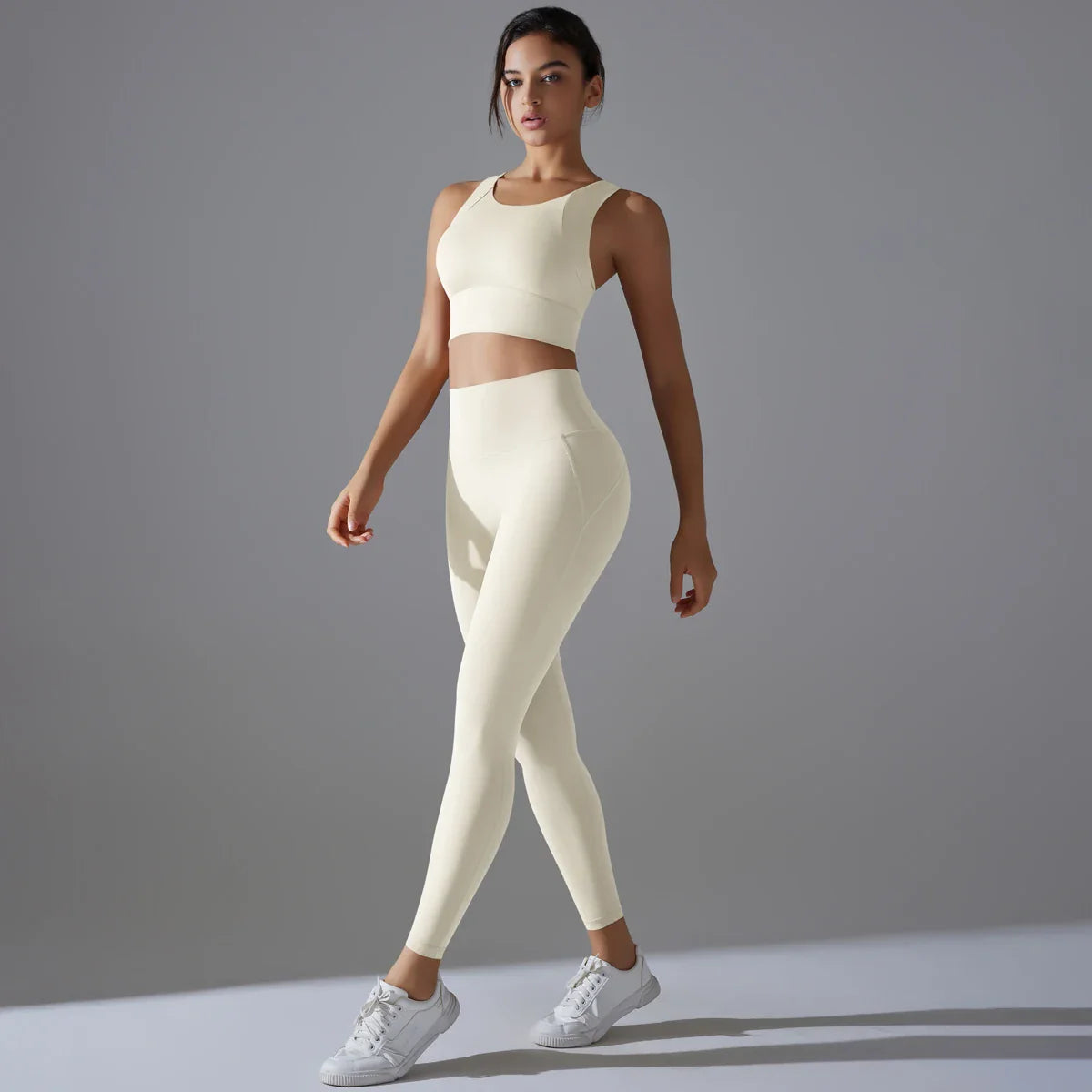 Yoga Set Women's tracksuit Women Fitness Crop Top Shockproof Sports Bras Yoga Gym Running Pants Sportswear Running Fitness Yoga