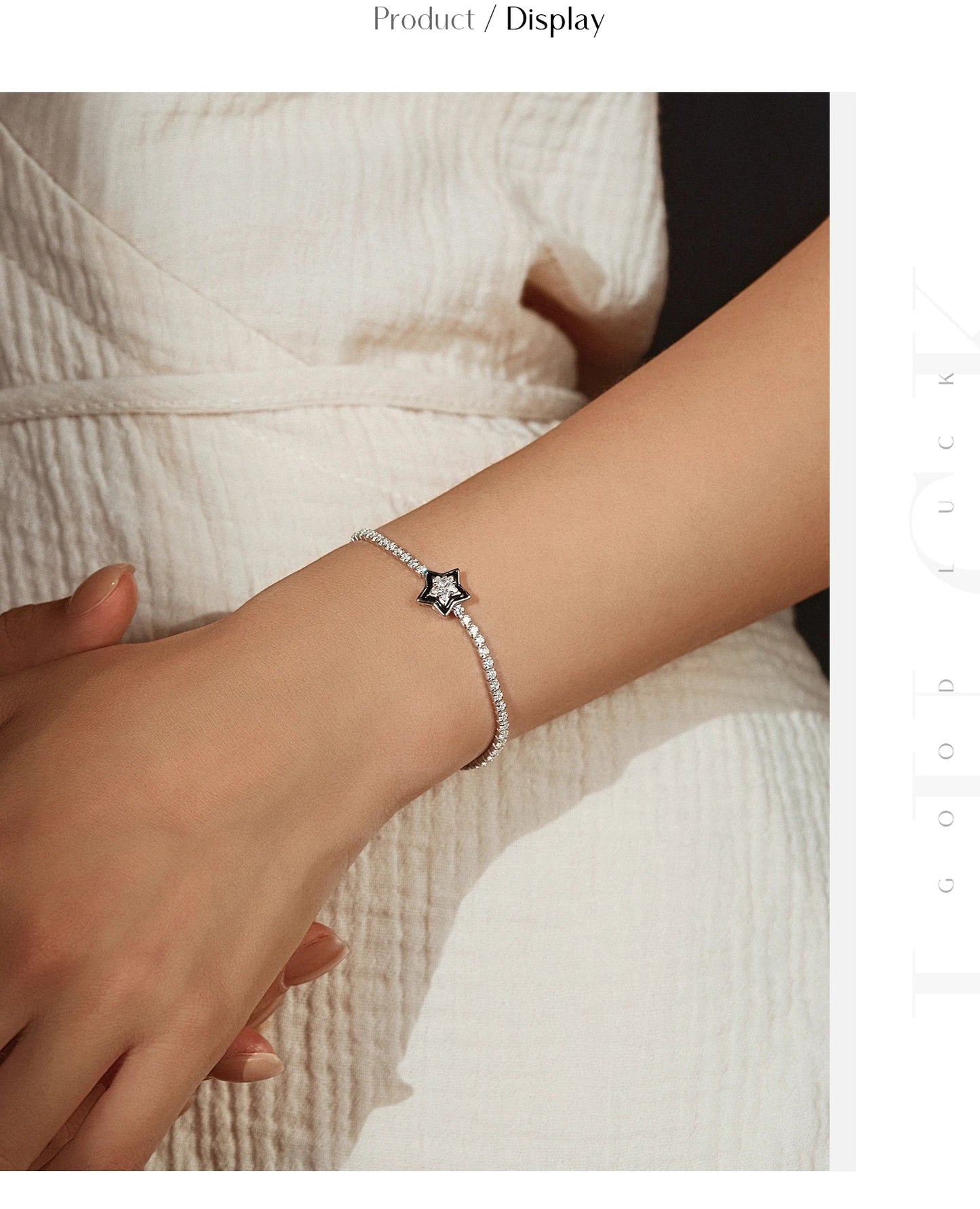 925 Sterling Silver Shinning Stars Zirconia Black Enamel Tennis Bracelets For Women Vacation Fine Jewelry