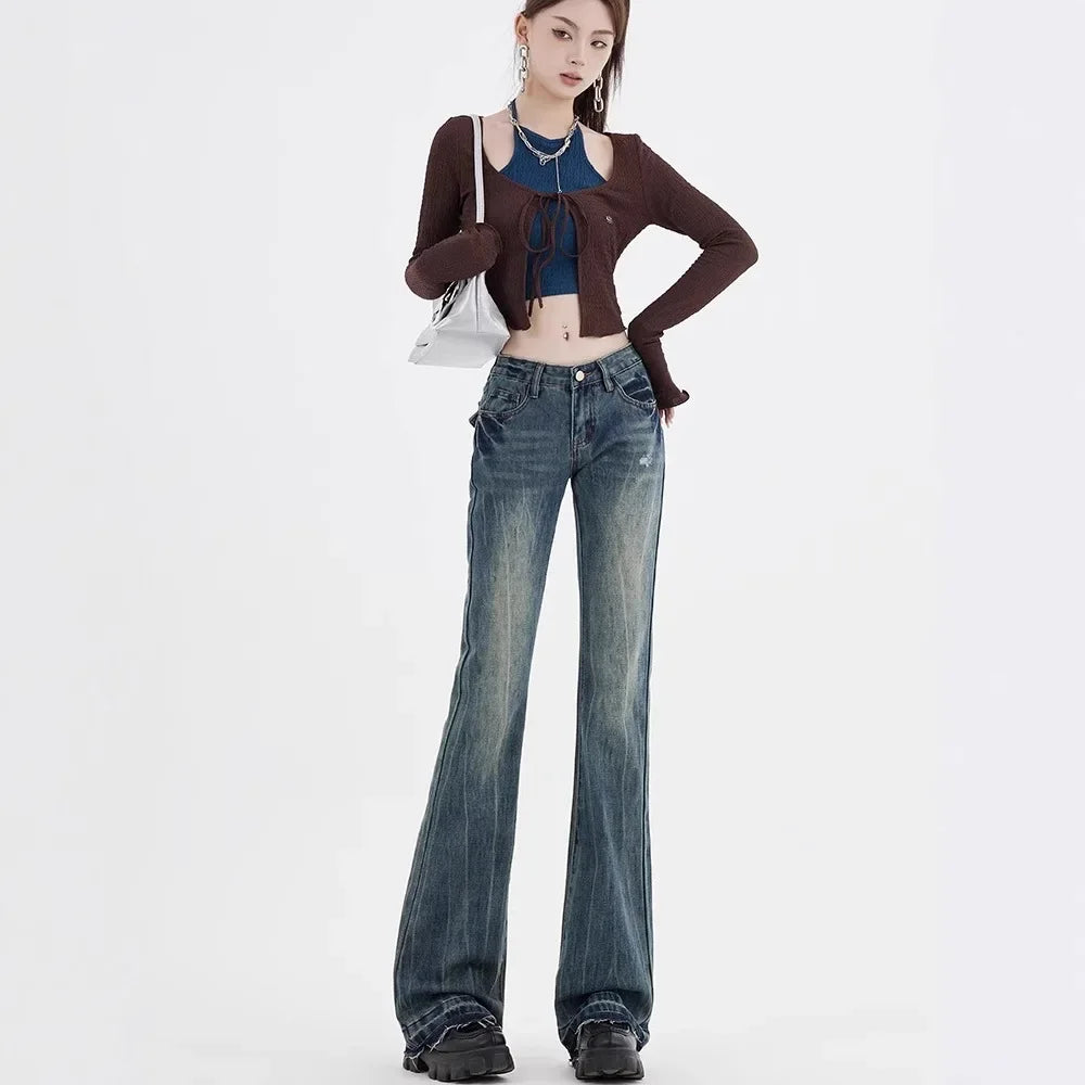 Low Waist Bell Bottom Denim Jeans