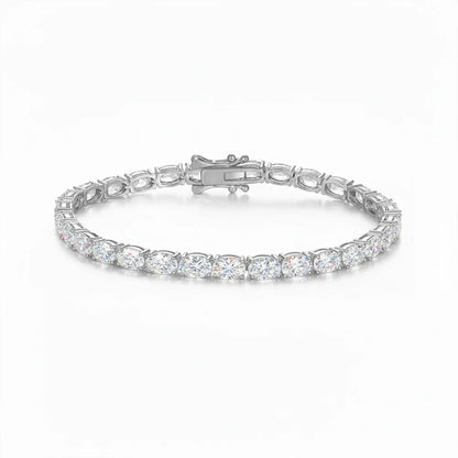 0.3/0.5/1Carat East West Set Oval Cut Moissanite Diamond Tennis Bracelets for Women 925 Sterling Silver Bracelet Anniversary