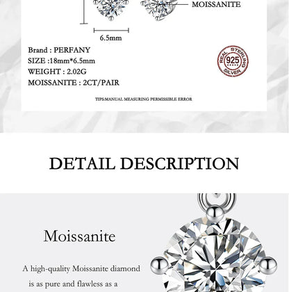 0.5/1CT Moissanite Drop Earring Women S925 Pure Silver Four Claw Laboratory Diamond Fashion Luxury Wedding Jewelry