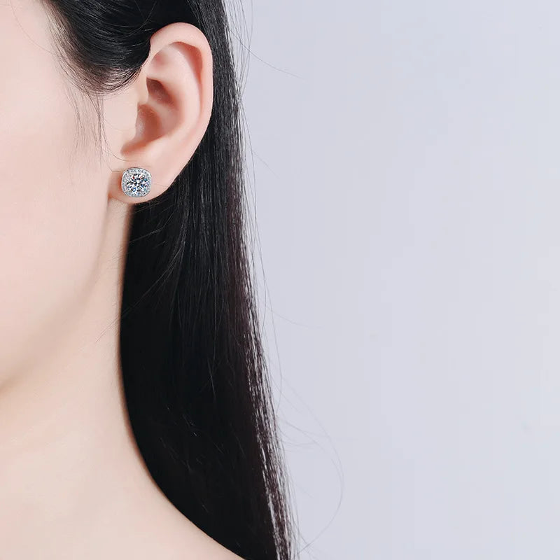 925 Sterling Silver Moissanite Stud Earrings 1-2 ct D VVS1 Lab Diamond with GRA Fine Jewelry Earring For Women