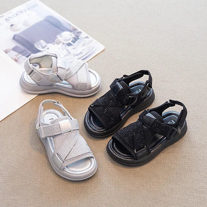 Summer Girls New Sandals Breathable Mesh Children's Causal School Sandals Simple Fashion Kids Beach Platform Sandals Open-toe