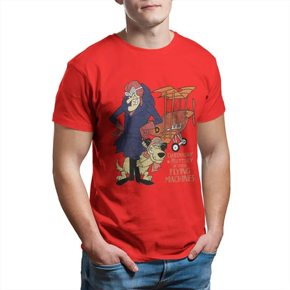 Men's Dastardly Muttley Flying Machines Wacky Races Cartoon T Shirts Cotton Clothing O Neck Tee Shirt Graphic Printed T-Shirts