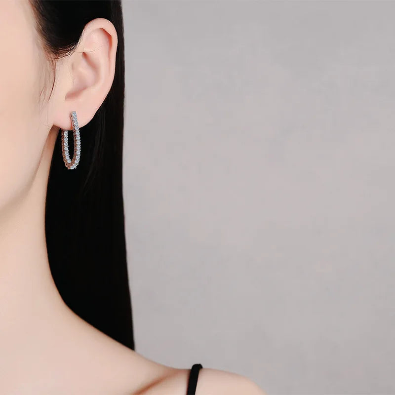 Trendy Real D Color Full 2.2mm 0.04CT Moissanite Hoop Earrings For Women S925 Silver Plated 18K Gold Diamond Earring