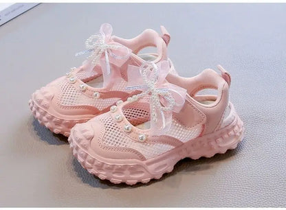 Girls' princess sandals summer 2026 new children's Baotou foreign pearl single mesh shoes for children mesh sneakers