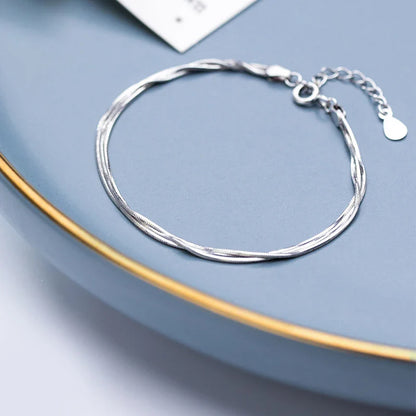 Simple Three Layer Snake Bone Chain for Women 925 Sterling Silver Fashion Link Chain Bracelet Fine Jewelry 2020 Design
