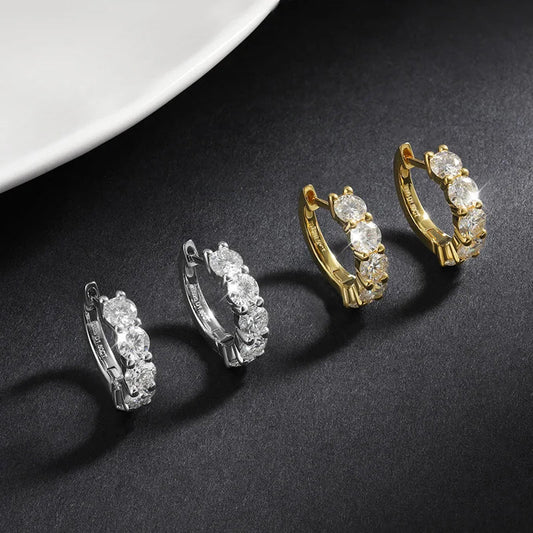 100% 925 Sterling Silver each 0.2ct 3.5mm Moissanite Hoop Earrings For Women Sparkling Wedding Party Fine Jewelry Gift