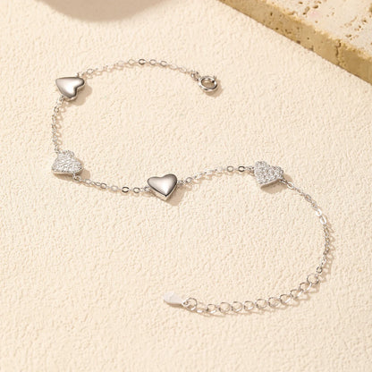 Dazzling Zirconia Bracelet 925 Sterling Silver Exquisite Mirror Hearts Charms Stackable Bracelets For Women Fine Jewelry