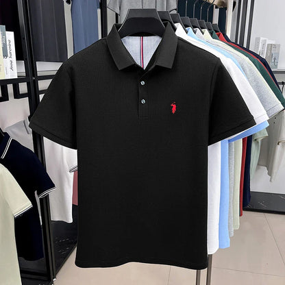 100% pure cotton short sleeve polo shirt summer new breathable men's T-shirt high-end brand Paul Pony embroidered business top