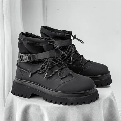 Fashion Men Casual Boots Designer High Top Mens Ankle Boots Winter Work Boots Breathable Walking Sneakers Black Leather Boots