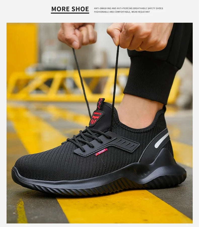 Lightweight Safety Shoes Men Steel Toe Sneakers Puncture Proof Breathable Safety Boots Man Dangerous Construction Work Foorwear