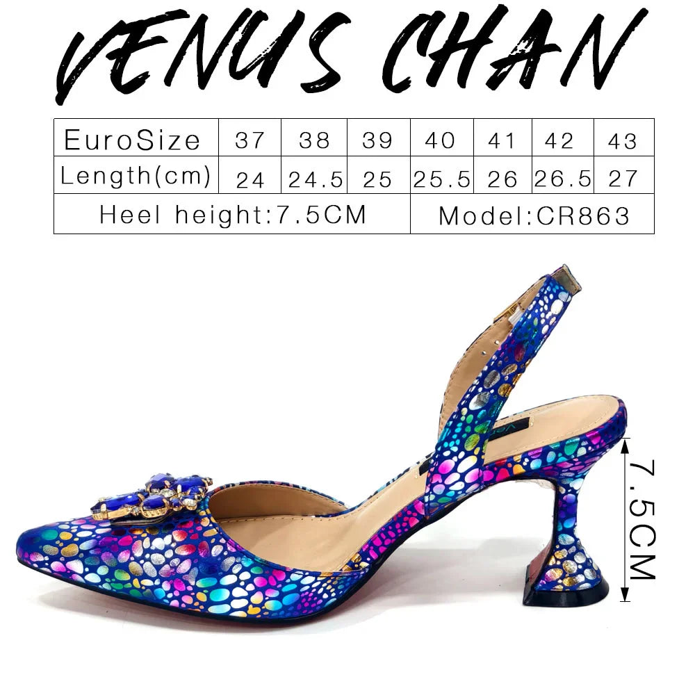 Champagne Color Thin Heels Pointed Toe Crystal Design Ladies Shoes Matching Bag Set For Women Weeding Party Pump