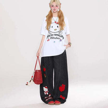 Y2K Hello Kitty Sanrios Loose Anime Wide Leg Pants