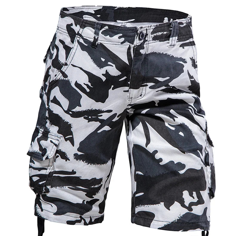 Men's Camo Shorts Summer Casual Half Pants Camouflage Outdoor Sports Short Pants Side Pocket Cotton Breathable Shorts