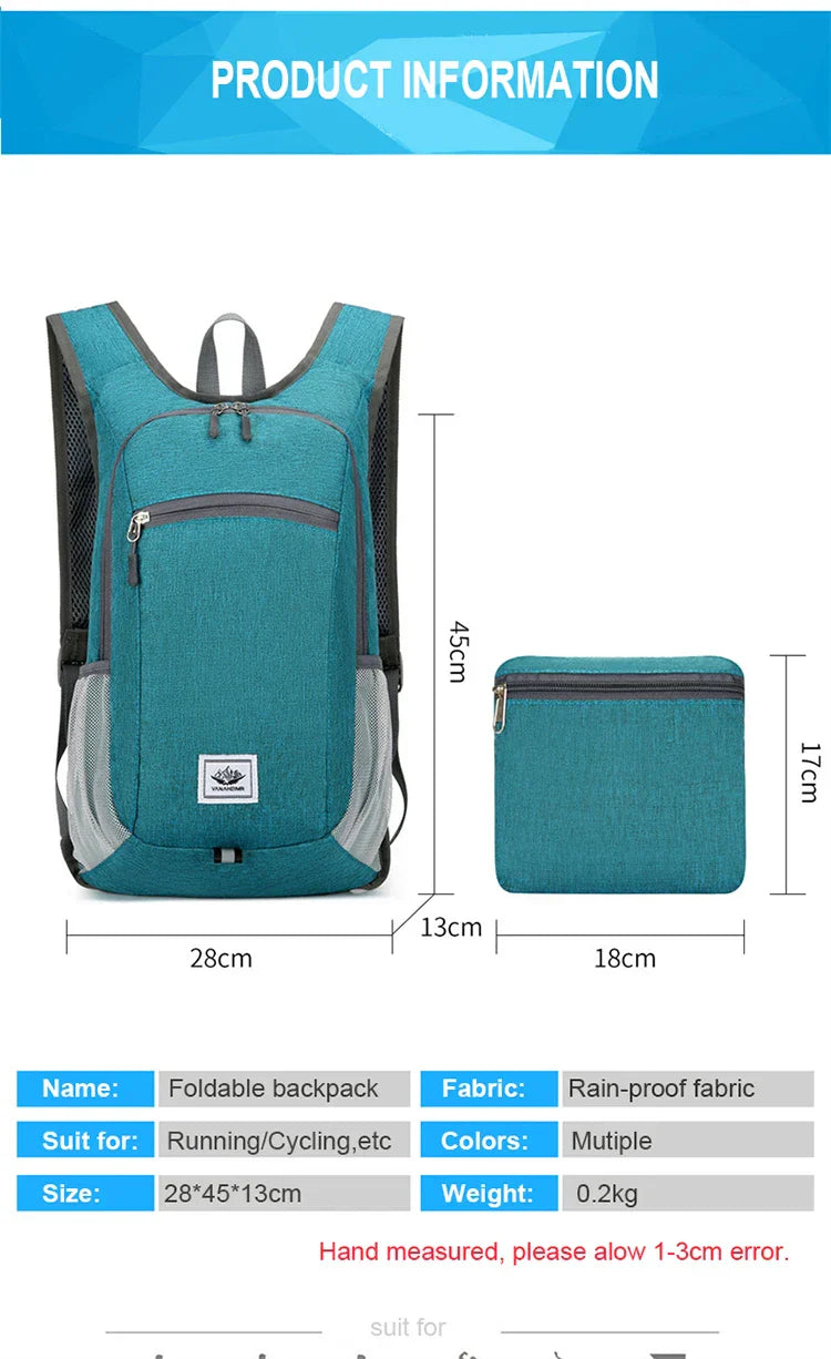 Portable Foldable Backpack,Men Women Ultralight Folding Bag,Outdoor Climbing Cycling Hiking  Knapsack Travel Daypack