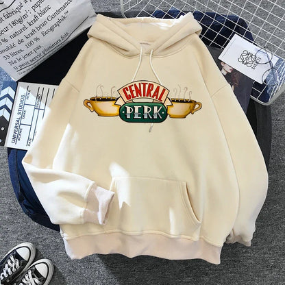 Women Funny Cartoon Friends Black Hoodies Friends Tv Show Harajuku Ullzang Graphic Sweatshirt Vintage Letter Y2k Hoody Female