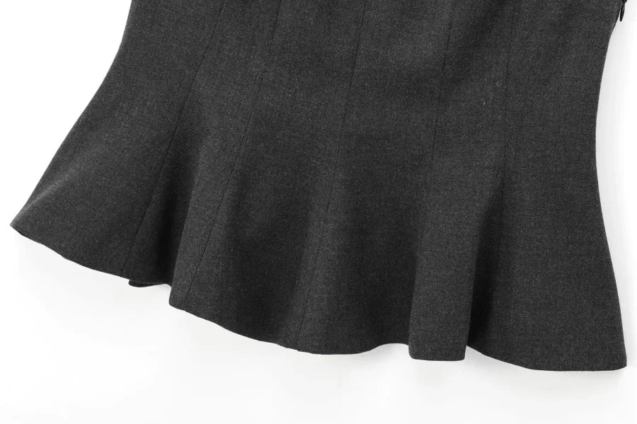 Fall/Winter 2025 New  Women's Fashion Elegant ruffled hem round neck sleeveless waist slim-fit top 4661124