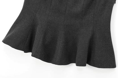 Fall/Winter 2025 New  Women's Fashion Elegant ruffled hem round neck sleeveless waist slim-fit top 4661124