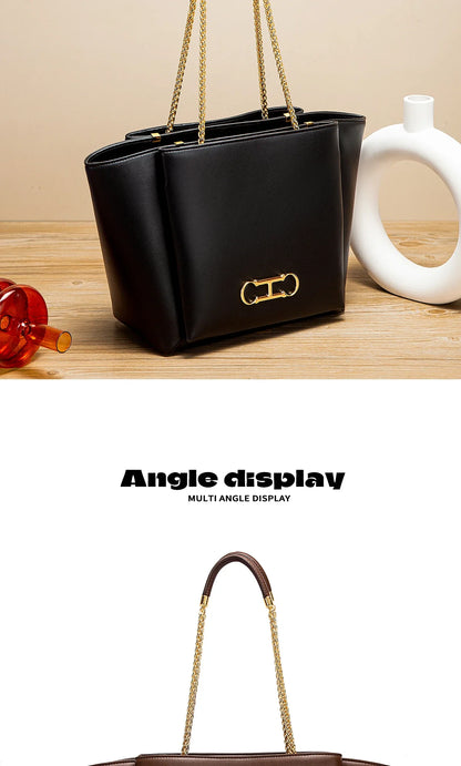 Women's Tote Bag 2026 Spring New Brown Magnetic Buckle Storage Bag Large Capacity Commuter Chain Bag