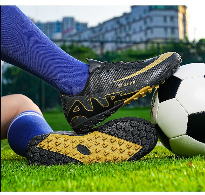 Professional FG/TF Soccer Cleats Men Football Boots Long Spike Grass Match Breathable Lightweight Comfortable Training Sneakers