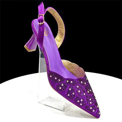 Italian shoes and handbags accessory set with rhinestone metal embellishments Wedding shoes Bridal shoes Designer