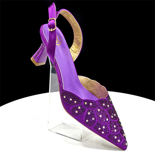 Italian shoes and handbags accessory set with rhinestone metal embellishments Wedding shoes Bridal shoes Designer