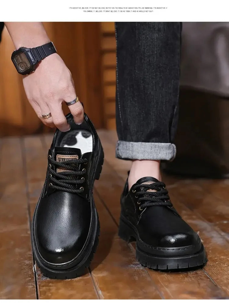 High-quality autumn and winter series men's shoes British fashion low-top men's leather shoes