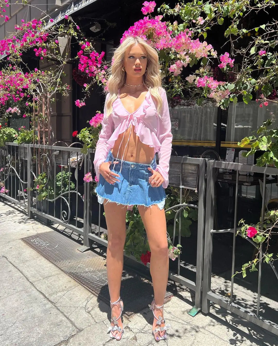 2025 Women Fungus Lace Solid See Through Silk Flare Sleeve V Neck Crop Tank Fashion Casual Sweet Girl Top