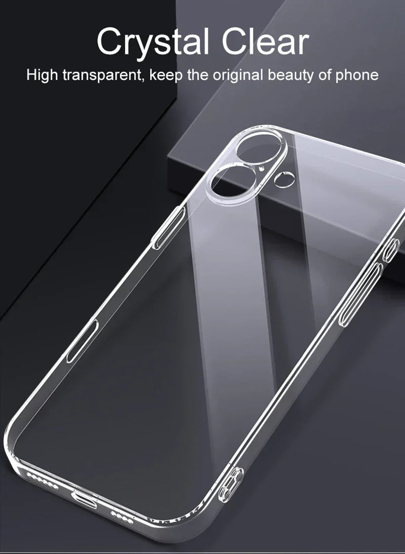 Ultra Thin Silicone Soft Case For iPhone 16 Pro Max Plus Crystal Clear Transparent Full Camera Cover Shell 16pro Promax 16plus