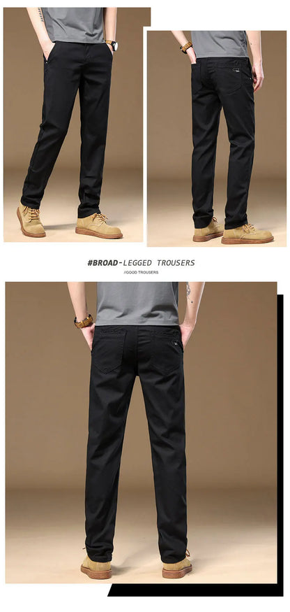 3 Colors Men's Fleece Casual Pants 97% Cotton Warm Velvet Elasticity Business Trousers Straight Fashion Korean Thicken Pants