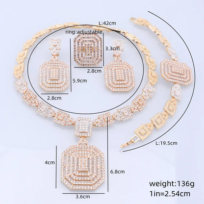 Silver Plated Jewelry Sets For Women Necklace Earrings Bracelet Ring Dubai African Indian Bridal Accessory