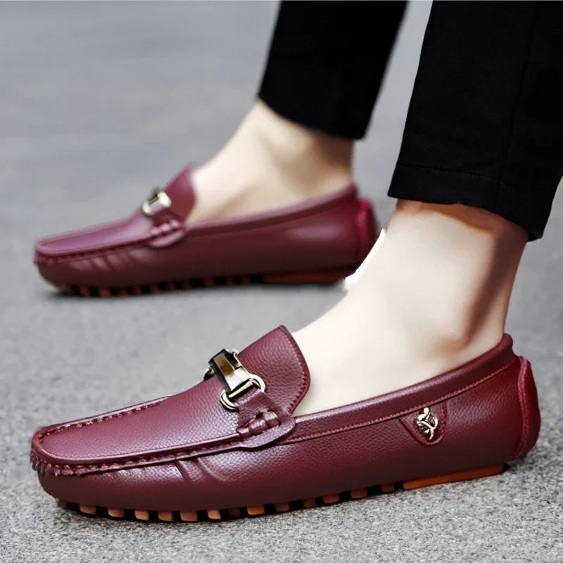 Shoes Men Handmade PU Leather Loafer Casual Driving Flats Slip-on Shoes Luxury Comfy Moccasins White Loafers Shoes for Men