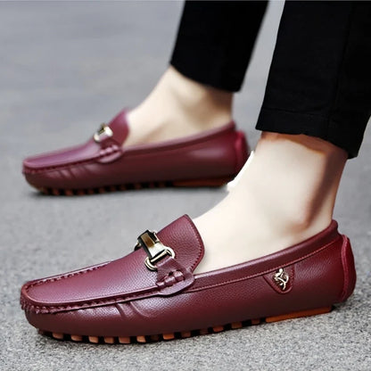 Shoes Men Handmade PU Leather Loafer Casual Driving Flats Slip-on Shoes Luxury Comfy Moccasins White Loafers Shoes for Men