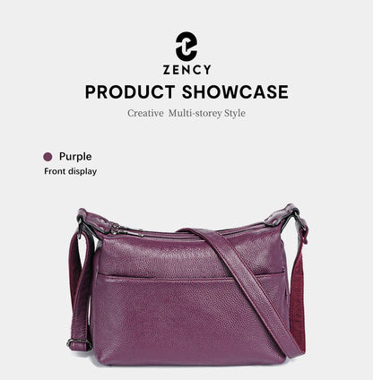 Elegant Genuine Leather Women's Shoulder Bag Trendy Crossbody Messenger Bag for Ladies Dark Red Blue 100% Satchels Hobo