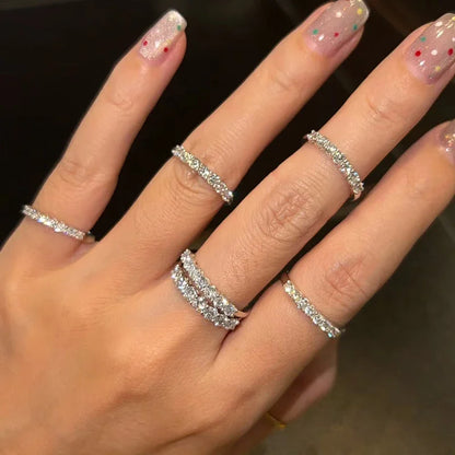 Pretty 1.5mm-5mm Full Moissanite Row Rings for Women S925 Silver Sparkling D color VVS1 Moissanite Diamond Women's Rings Gift