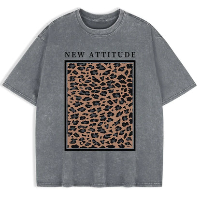 Cotton Washed T-shirt for Women New Attitude Fashion Leopard Prints Tops Loose O-Neck Oversized Short Sleeve Y2k Female Clothes