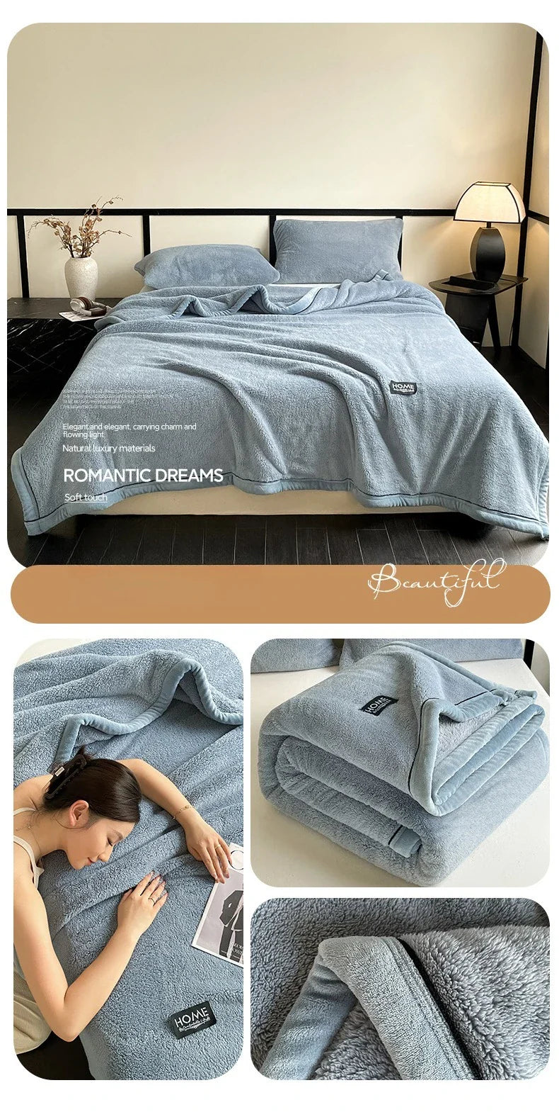 New Grade A Half-sided Velvet Autumn Winter Keep Warm Blankets for Bed Soft Fluffy Warmth Sofa Blanket Shawl Napping Blankets