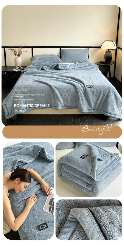 New Grade A Half-sided Velvet Autumn Winter Keep Warm Blankets for Bed Soft Fluffy Warmth Sofa Blanket Shawl Napping Blankets